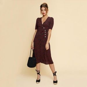 Rouje Gabin Dress in 34, Navy and red hearts print